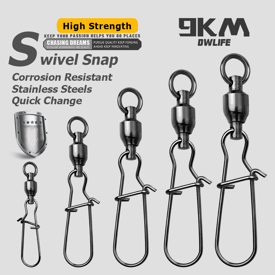 Freshwater Line - 9KM 10PCS Kogellager Swivel Snap Duo-lock
